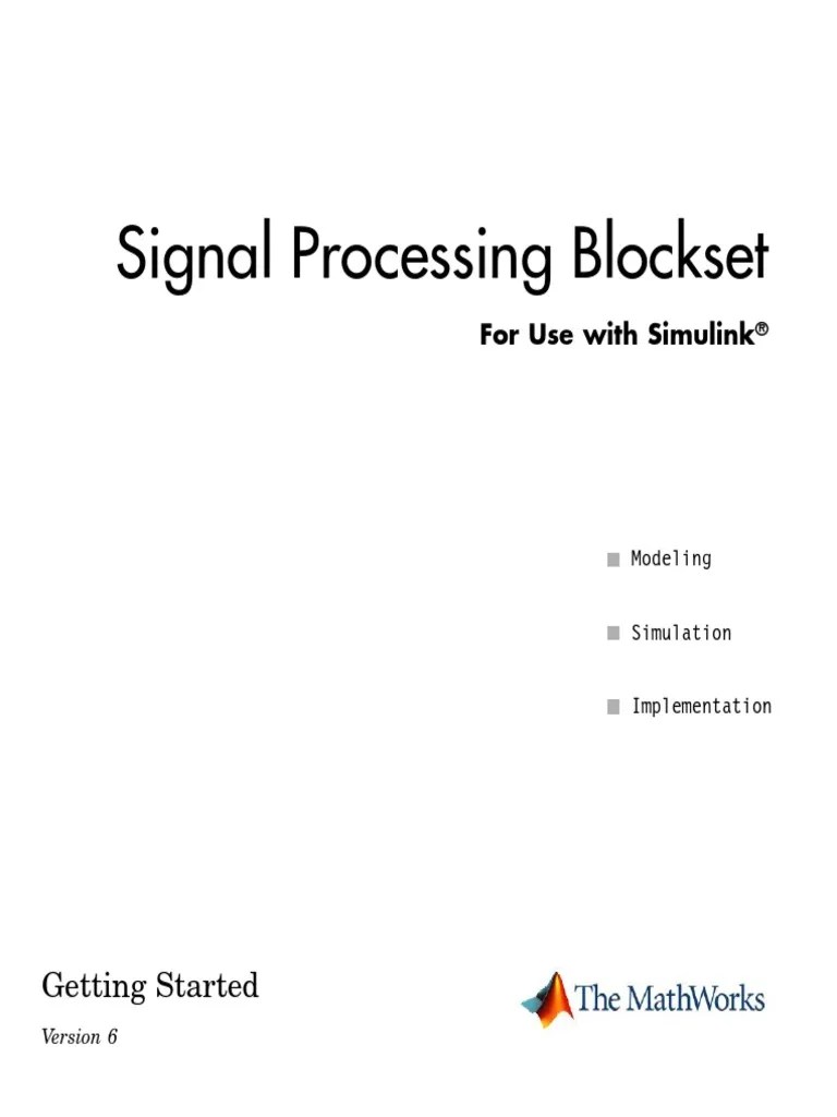 Signal Processing Blockset For Use With Simulink PDF Signal