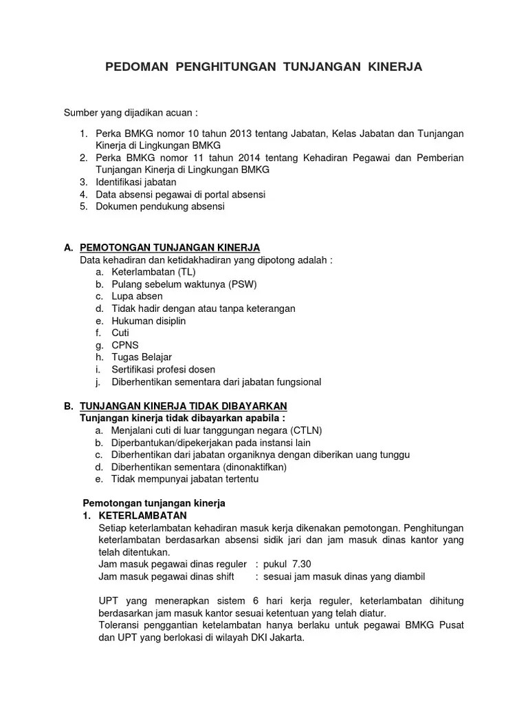 Petunjuk Penghitungan Tunjangan Kinerja | PDF