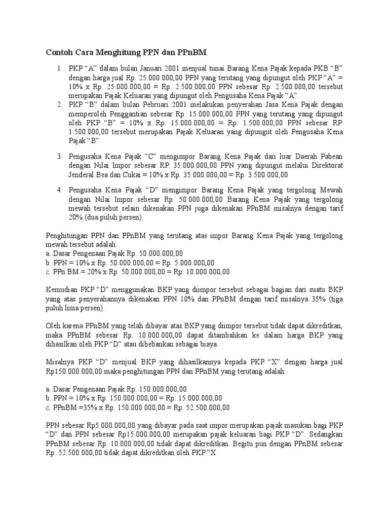Contoh Cara Menghitung PPN Dan PPnBM. | PDF