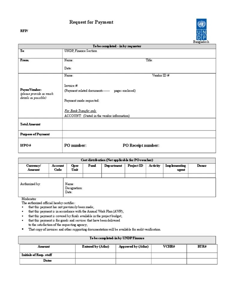 Sample Payment Request Format
