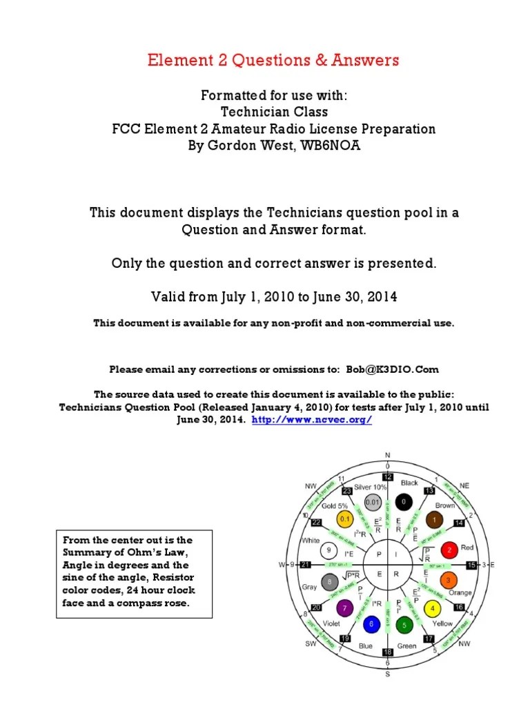 Element 2 Questions & Answers PDF Electronic Component Electric