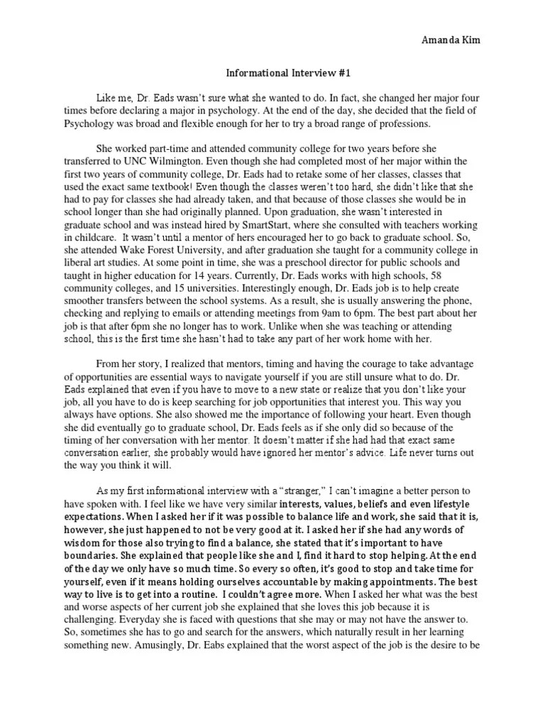 informational interview summary 1 Psychology & Cognitive Science