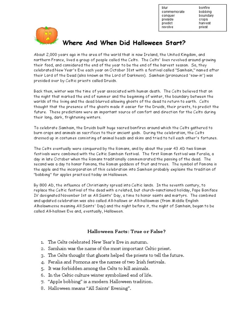 Where and When Did Halloween Start PDF Halloween Celts