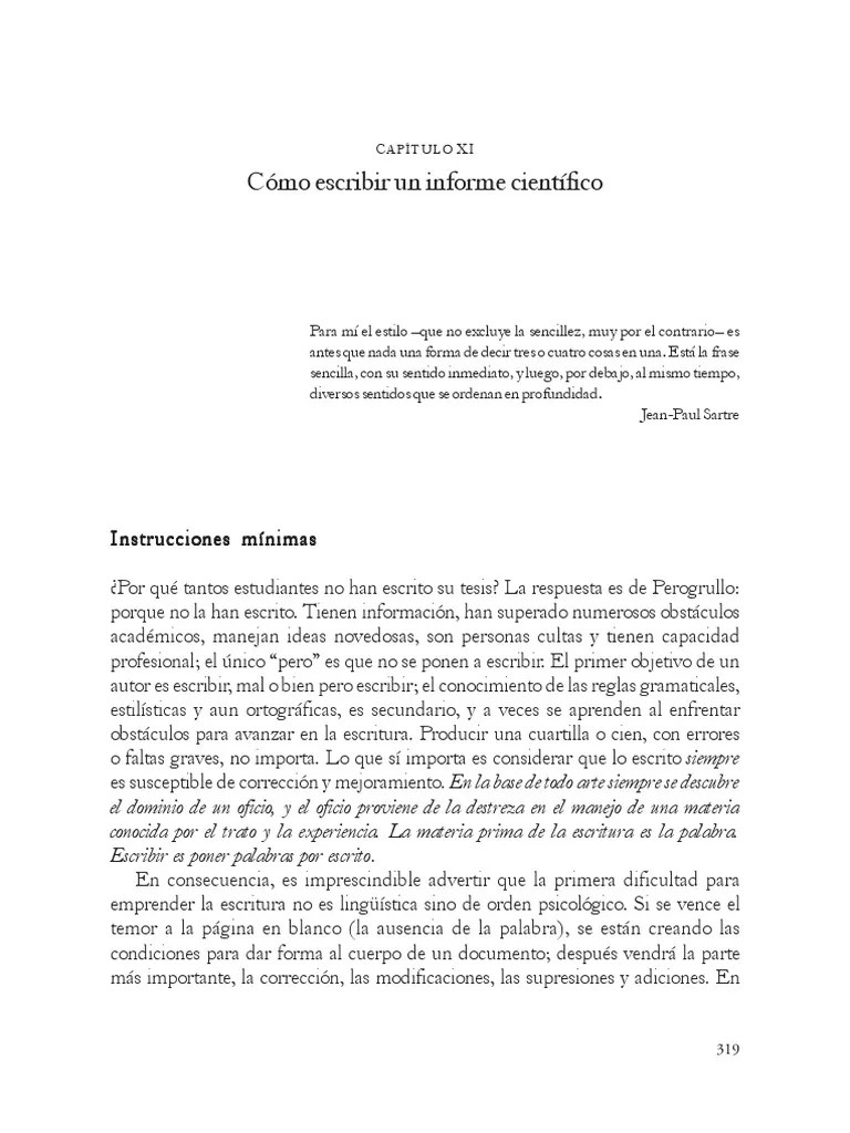 Cómo escribir un informe científico EL Proceso DE Investigación EN LAS Ciencias Sociales
