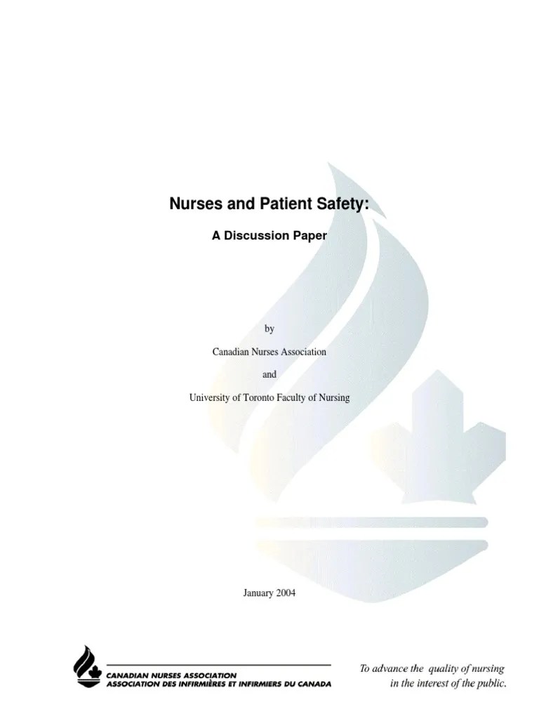 Patient Safety Discussion Paper PDF Patient Safety Nursing
