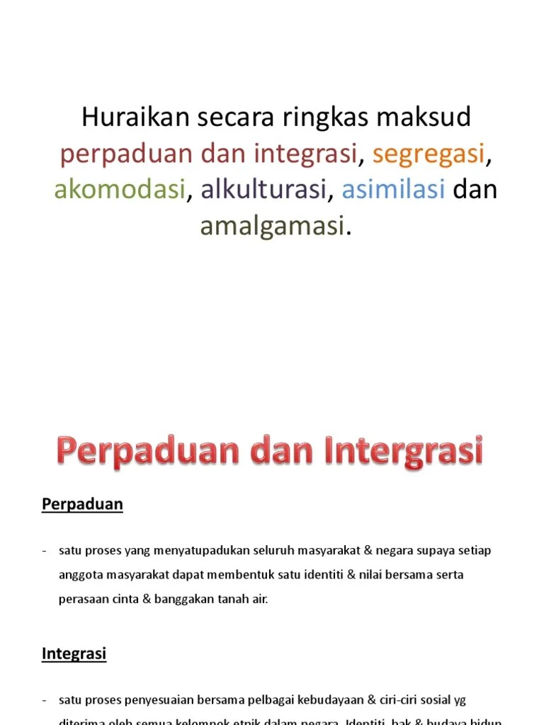 definisi integrasi dan perpaduan