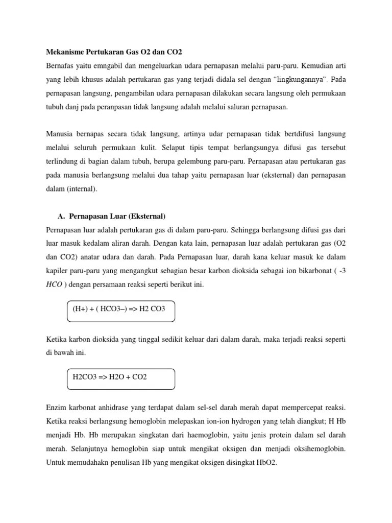 Mekanisme Pertukaran Gas O2 Dan CO2 | PDF