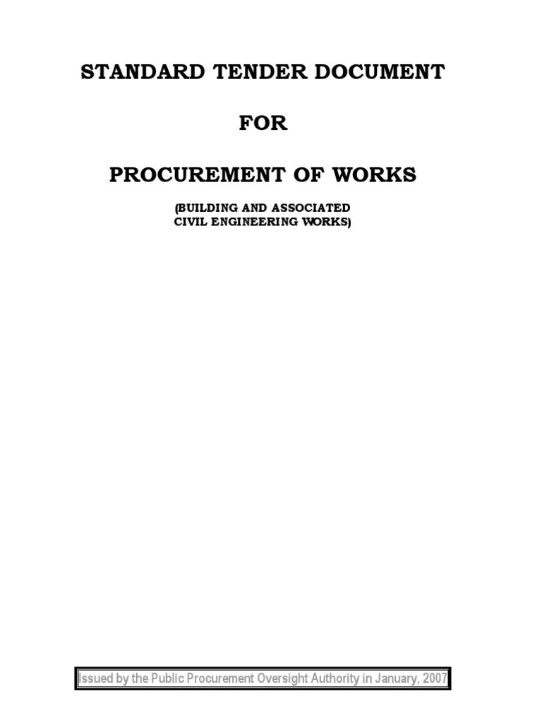 Standard Tender Documents PDF General Contractor Employment