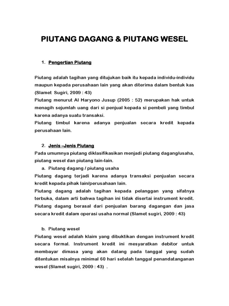 Contoh Soal Piutang Wesel Dan Penyelesaiannya Contoh