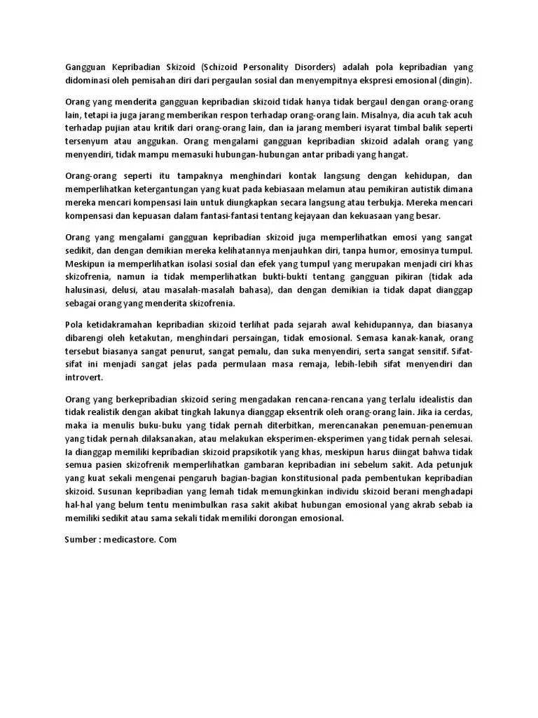 Gangguan Kepribadian Skizoid
