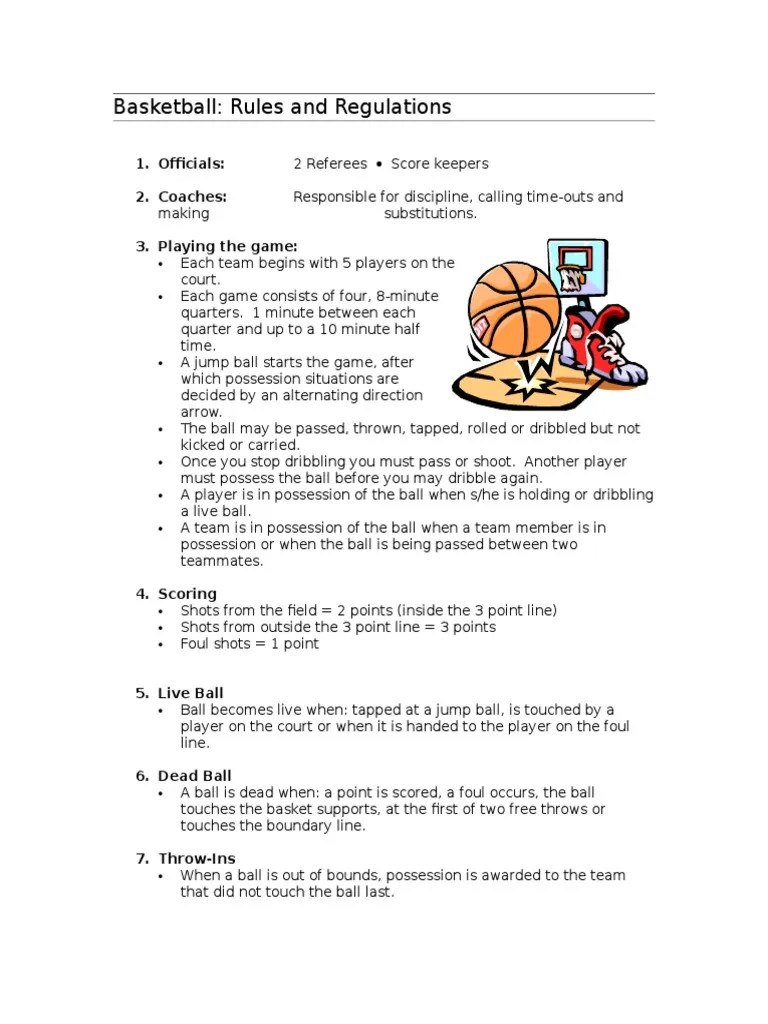 Basketball Rules and Regulations 1 Competitive Games Rules