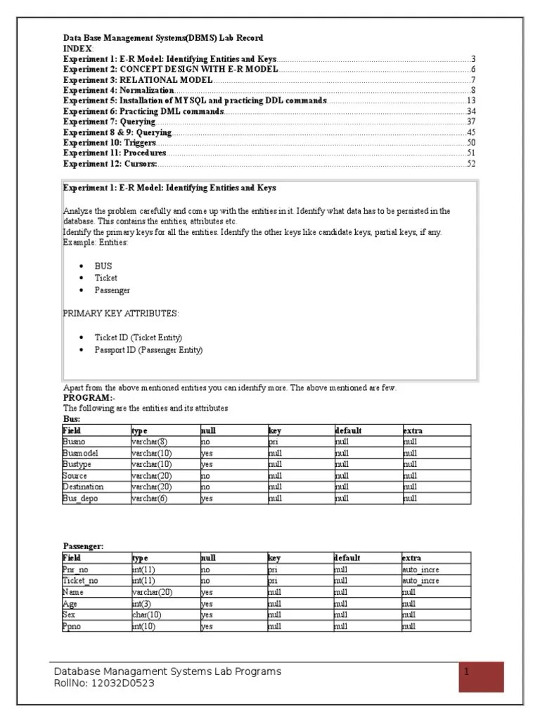 DBMSLab.doc Relational Model Databases