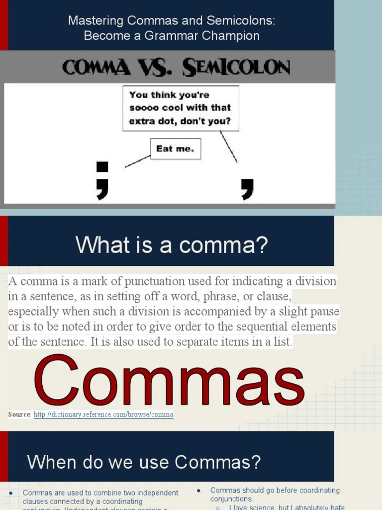 commas and semicolons ppt Comma Language Mechanics