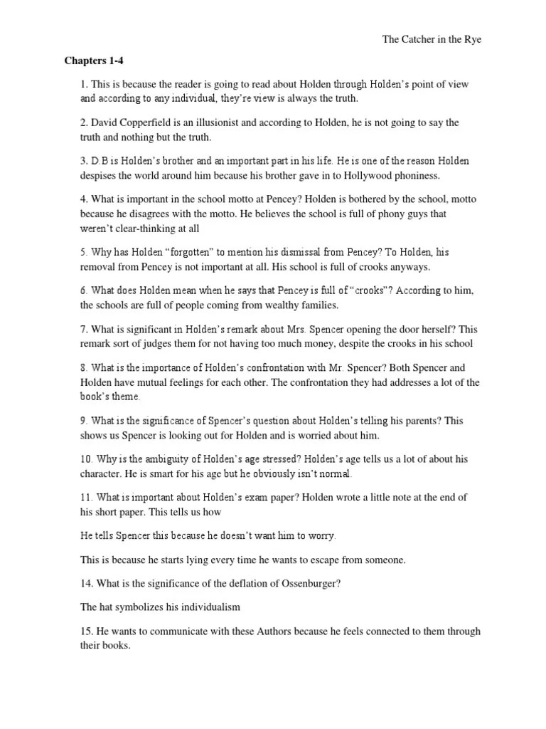 Catcher in the Rye Study Guide