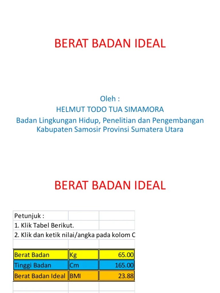 Kalkulator Tabel Perhitungan Berat Badan Ideal | PDF