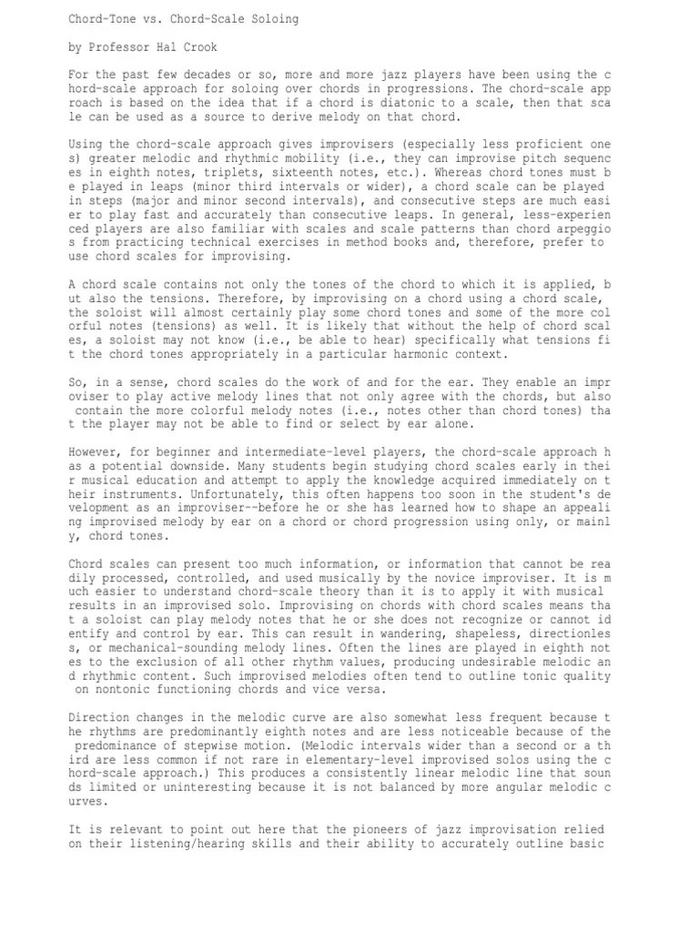 ChordTone vs. ChordScale Soloing Hal Crook Berklee Chord (Music