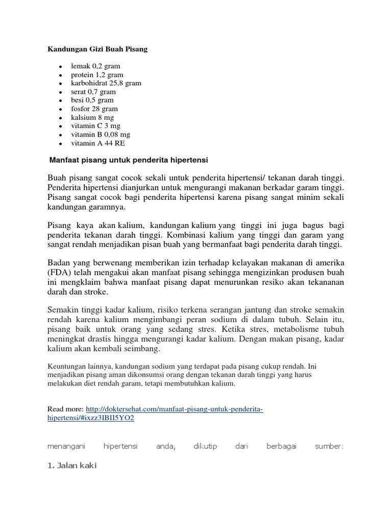 Kandungan Gizi Buah Pisang