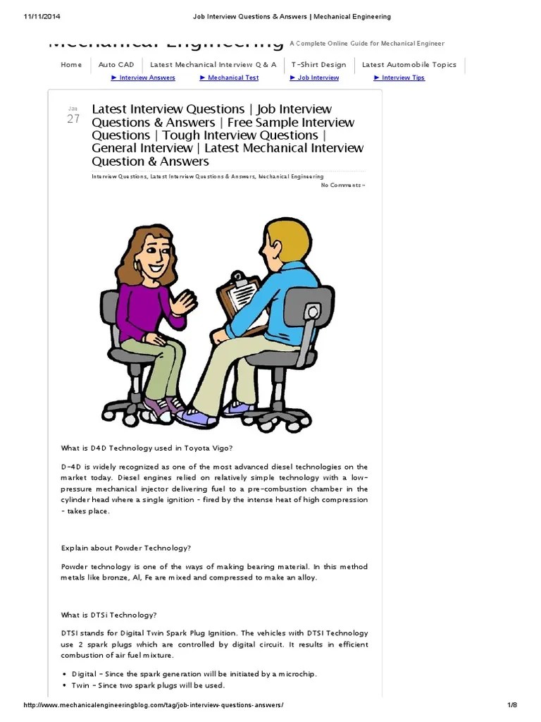 Job Interview Questions & Answers _ Mechanical Engineering Diesel