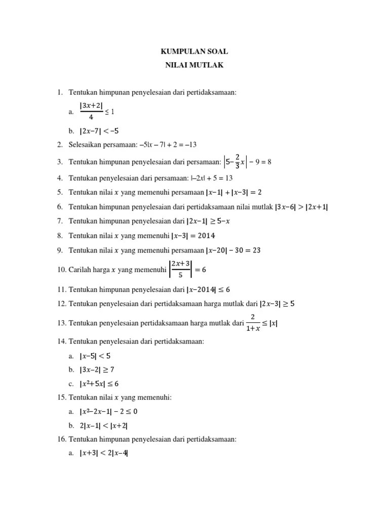 Kumpulan Soal Nilai Mutlak Pdf