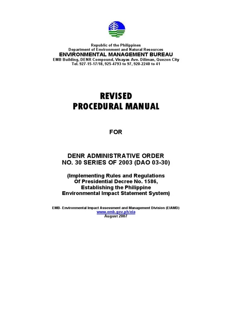 DAO 302003 Procedural Manual PDF Environmental Impact Assessment