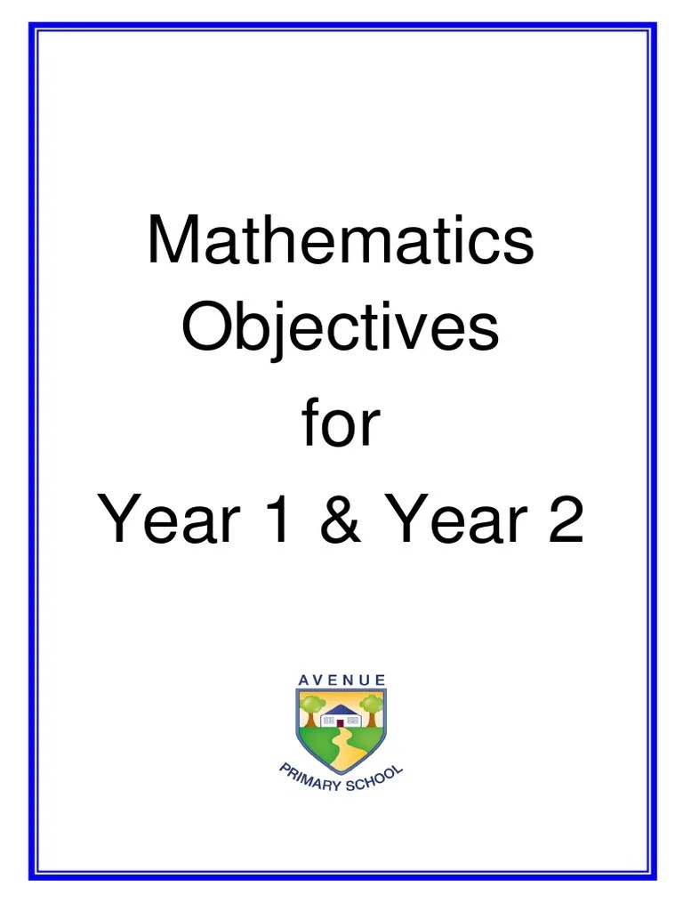 Mathematics Objectives for Year 1 & Year 2 Subtraction Multiplication