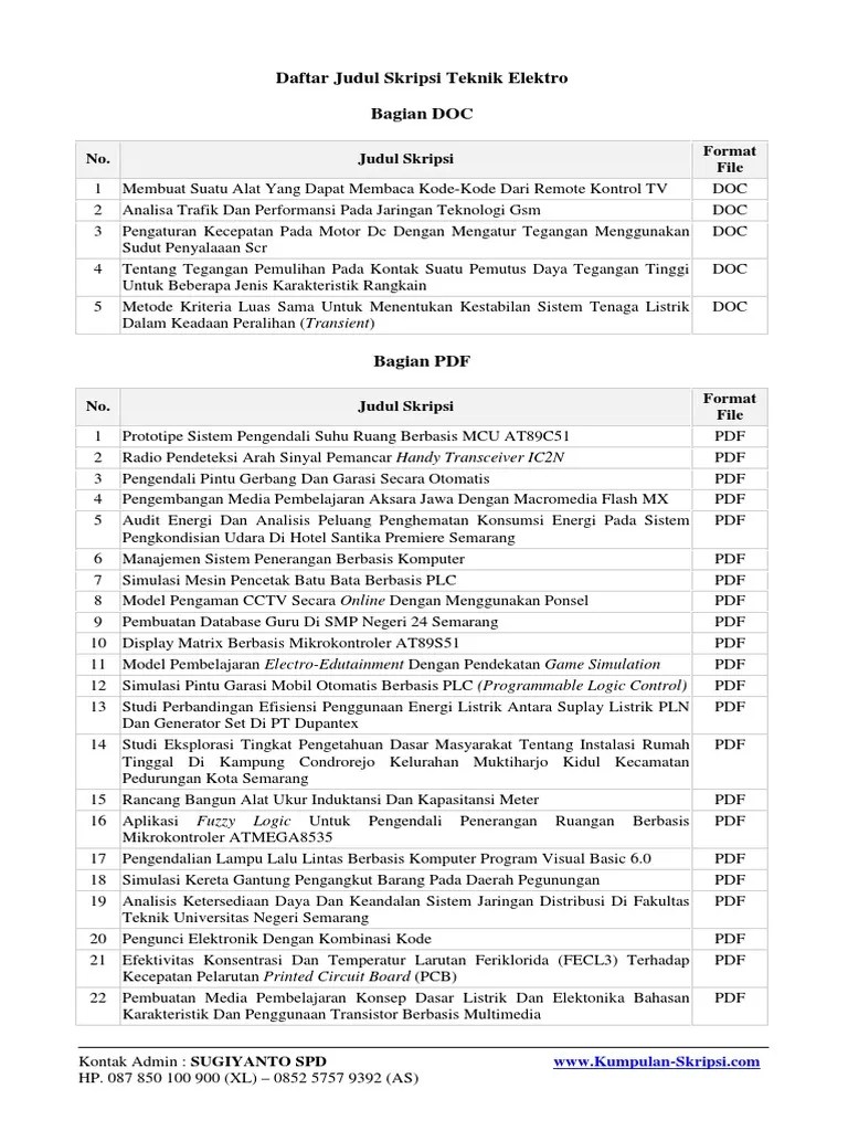Judul Skripsi Teknik Elektro Yang Mudah Kumpulan Berbagai Skripsi