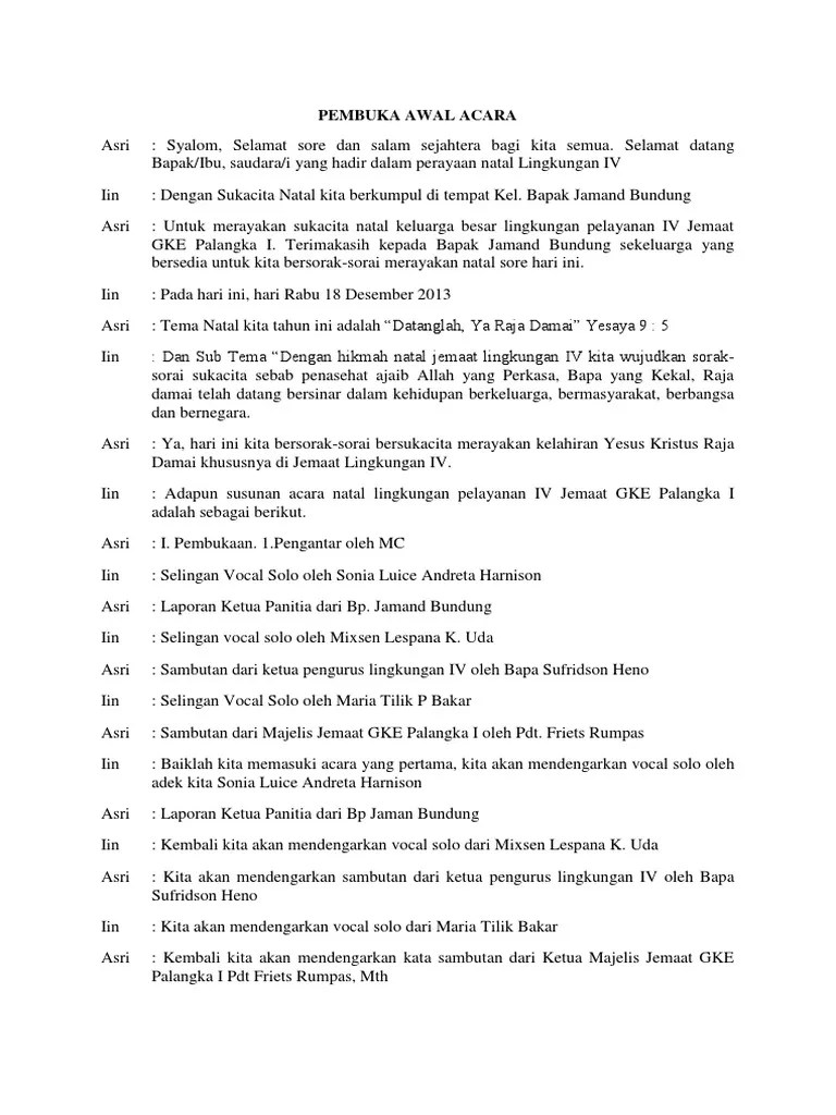 Contoh Teks Pembawa Acara Natal – Nasi