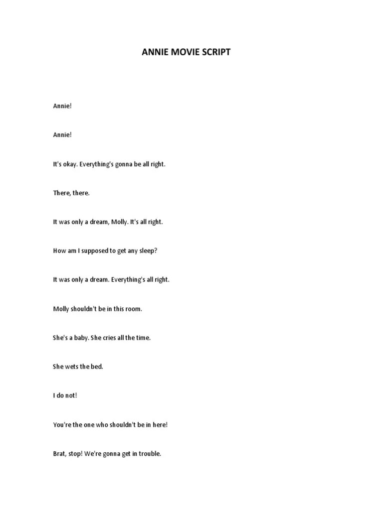 Annie Movie Script PDF Annie (Musical)