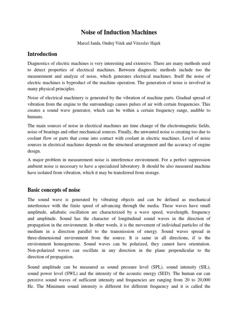 Noise of Induction Machines PDF Sound Acoustics