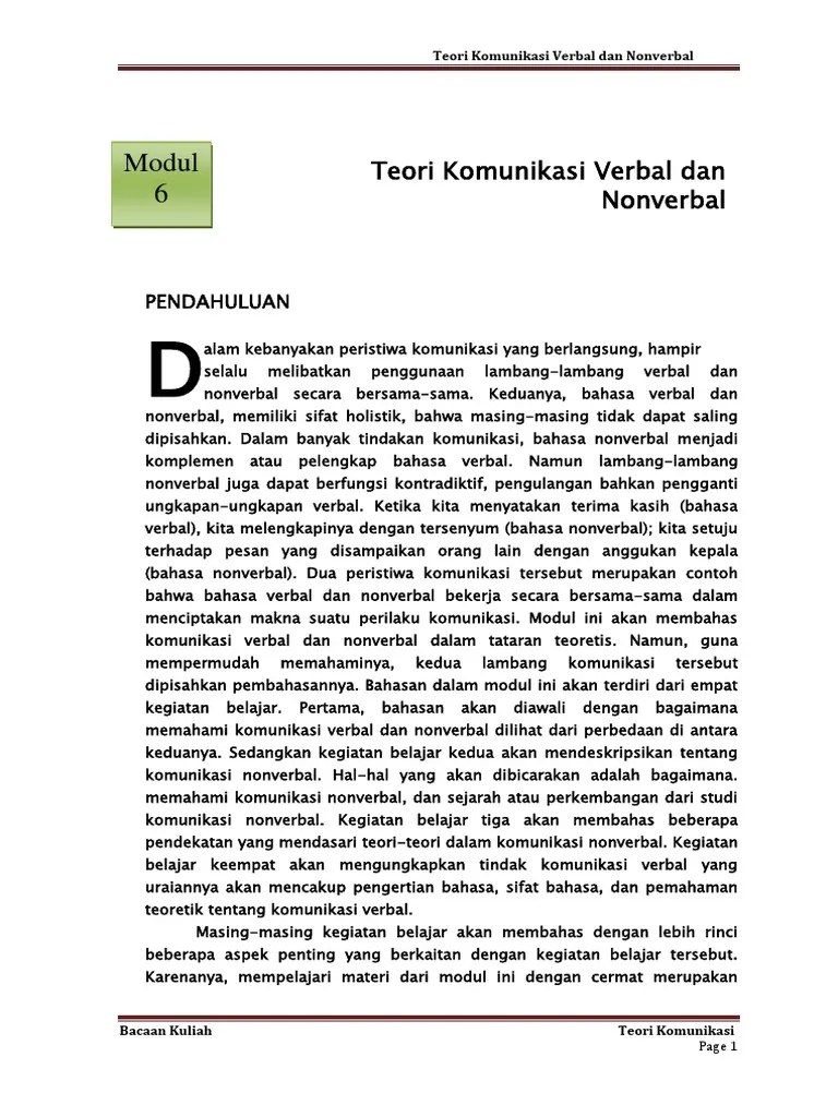 Teori Komunikasi Verbal Dan Non Verbal