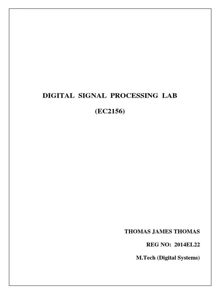 Digital Signal Processing Lab PDF