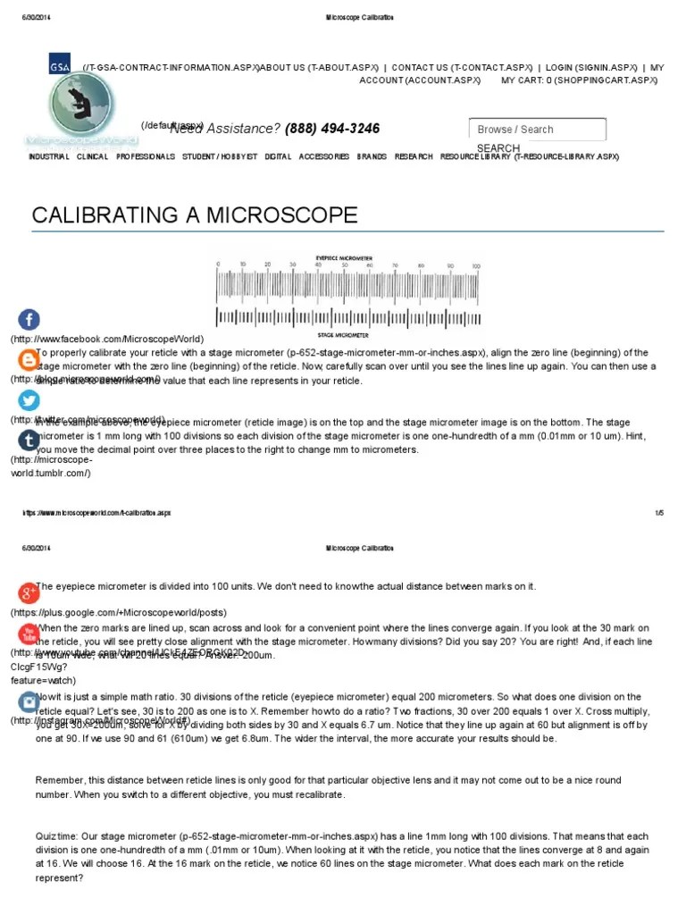 Microscope Calibration PDF Scientific Observation Optics