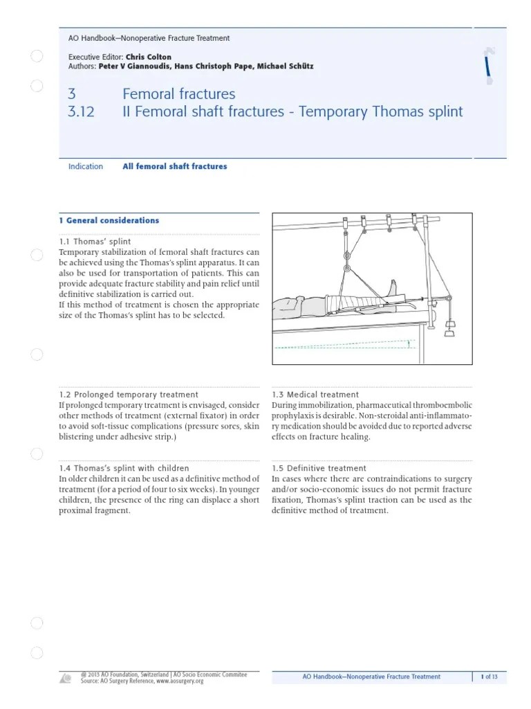 Application of a Temporary Thomas Splint for Femoral Shaft Fracture Immobilization PDF
