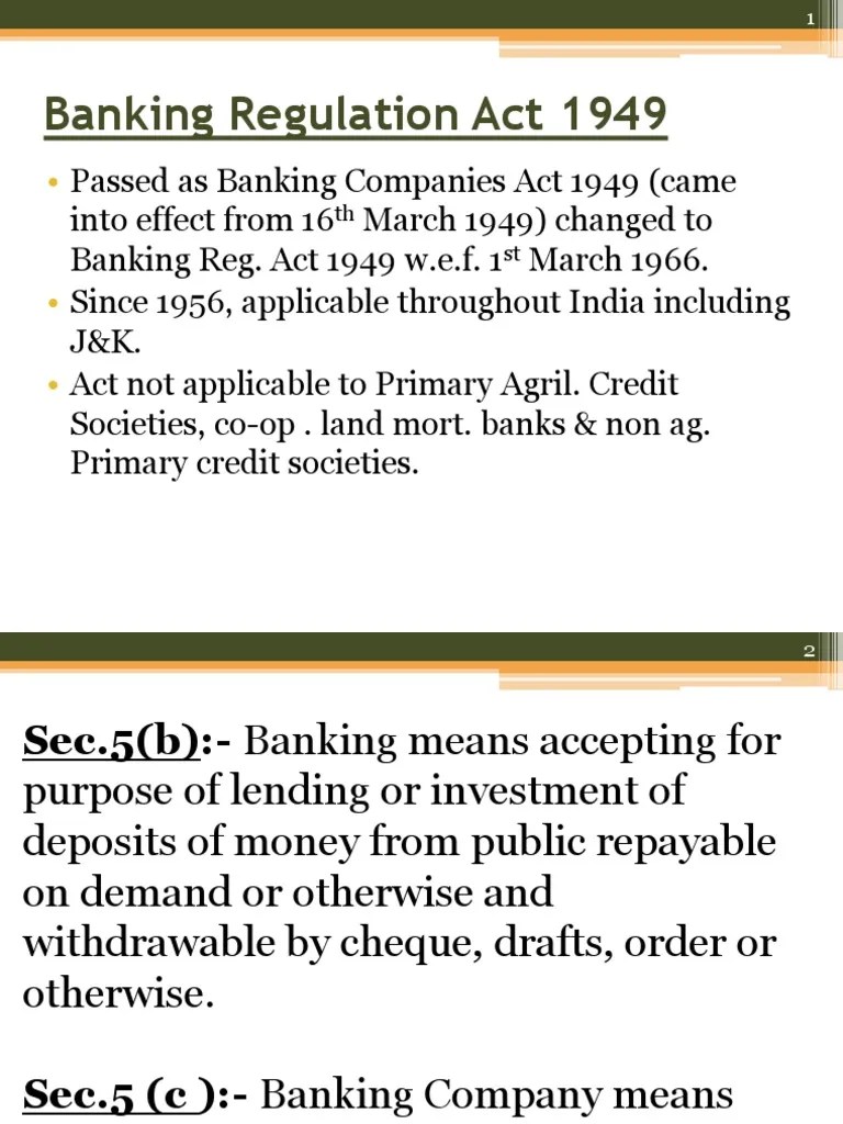 Banking Regulation Act 1949 Loans Credit (Finance)