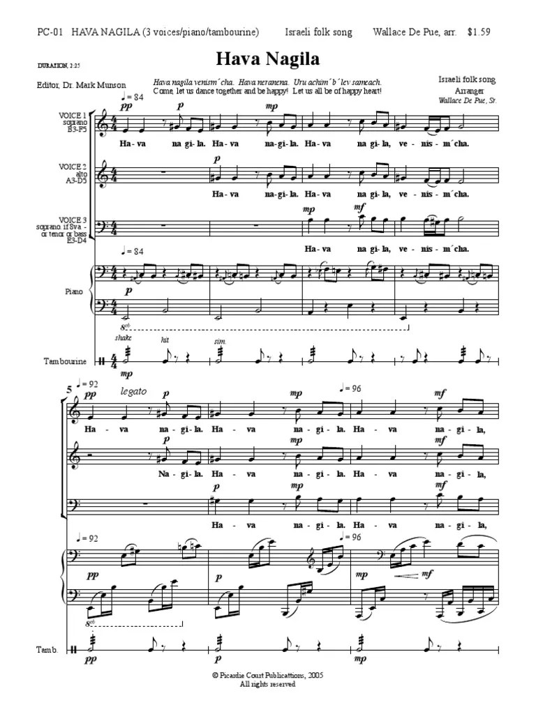 Hava Nagila Musique vocale Alphabet latin