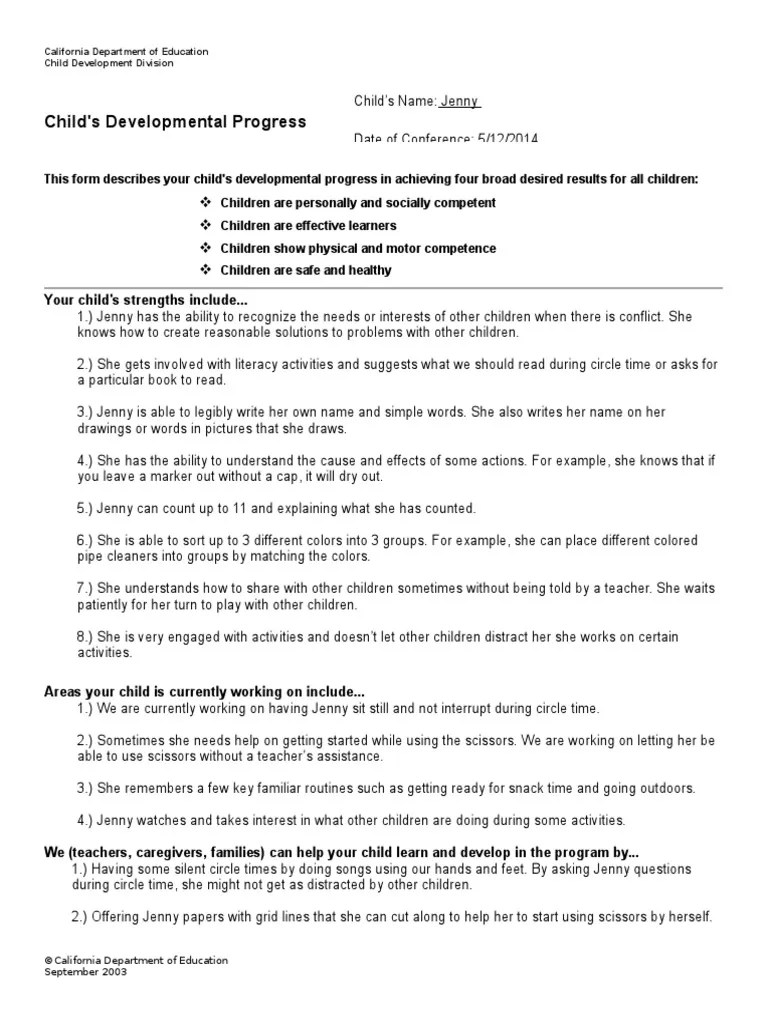 drdp parentteacher conf form Child Development Neuropsychological Assessment