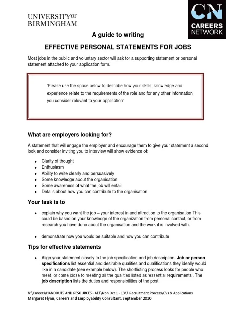 appformswritingsupportingstatements.pdf Résumé Employment