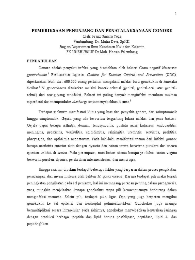 Pemeriksaan Penunjang Dan Penatalaksanaan Gonore 2003