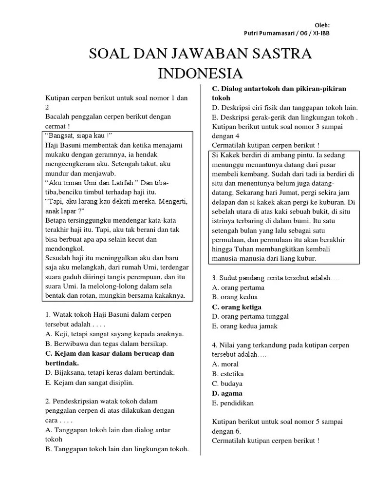 Kunci Jawaban Bahasa Indonesia Kelas 11 Tentang Cerpen - Revisi Id