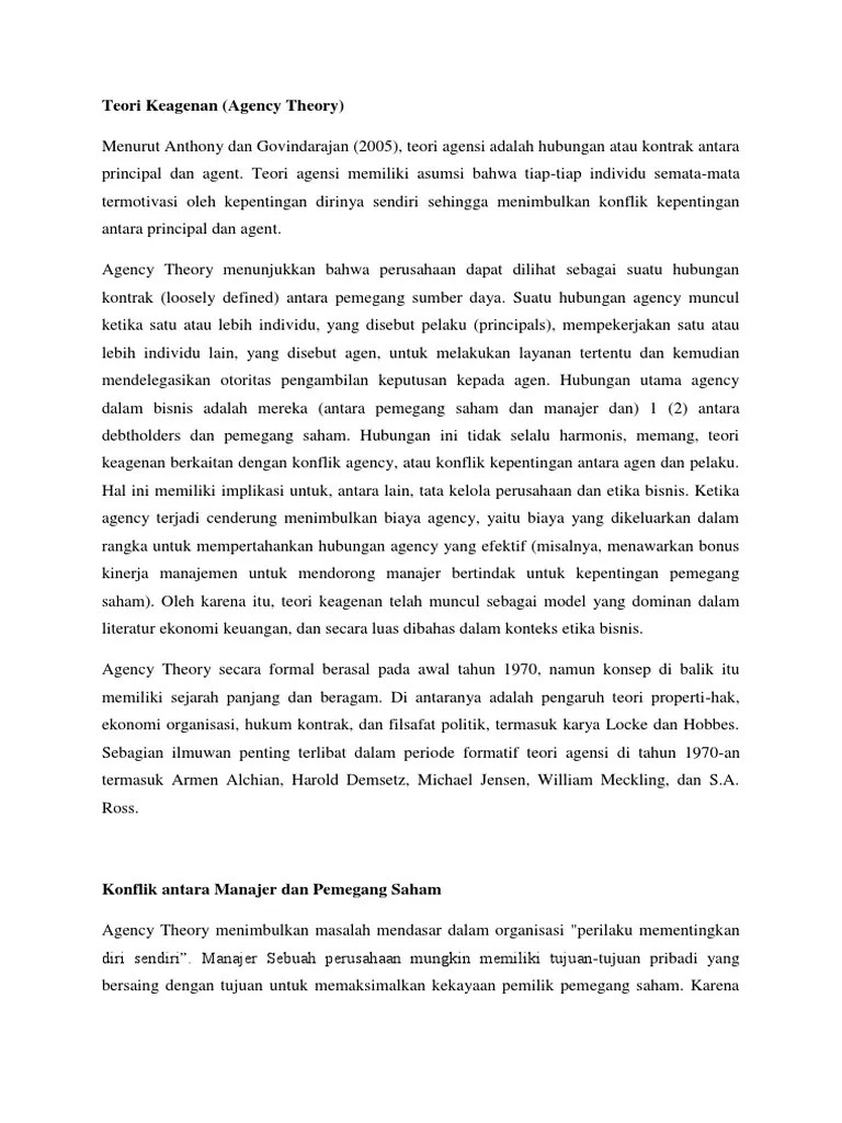 Teori Keagenan | PDF