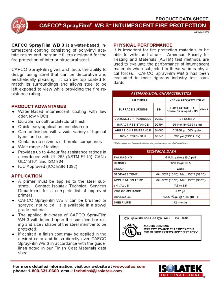 WB 3 Fireproofing Intumescent PDF Specification (Technical