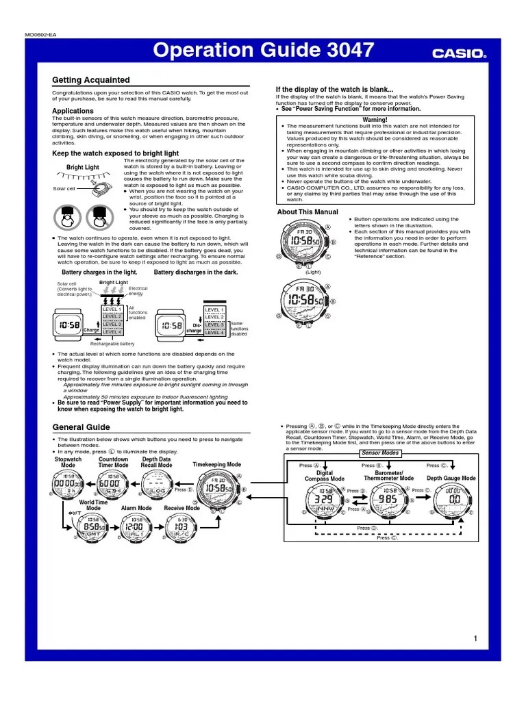 Manual Casio Sea Pathfinder | Watch | Atmospheric Pressure