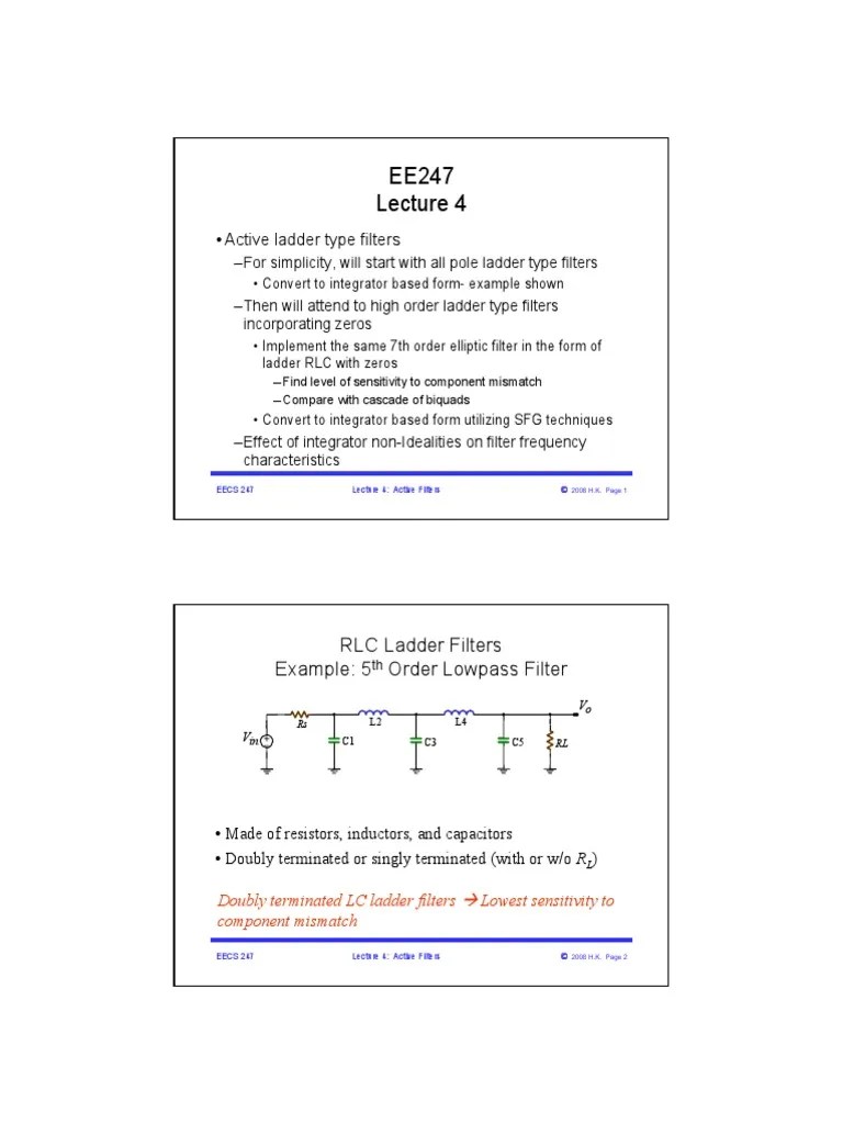 Active Ladder Type Filters PDF Electronic Filter Algorithms