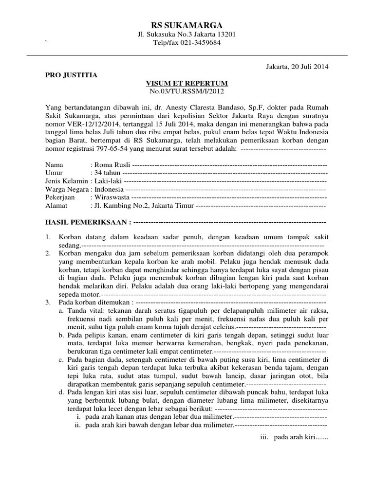 5+ Contoh Surat Keterangan Visum - Kumpulan Letter