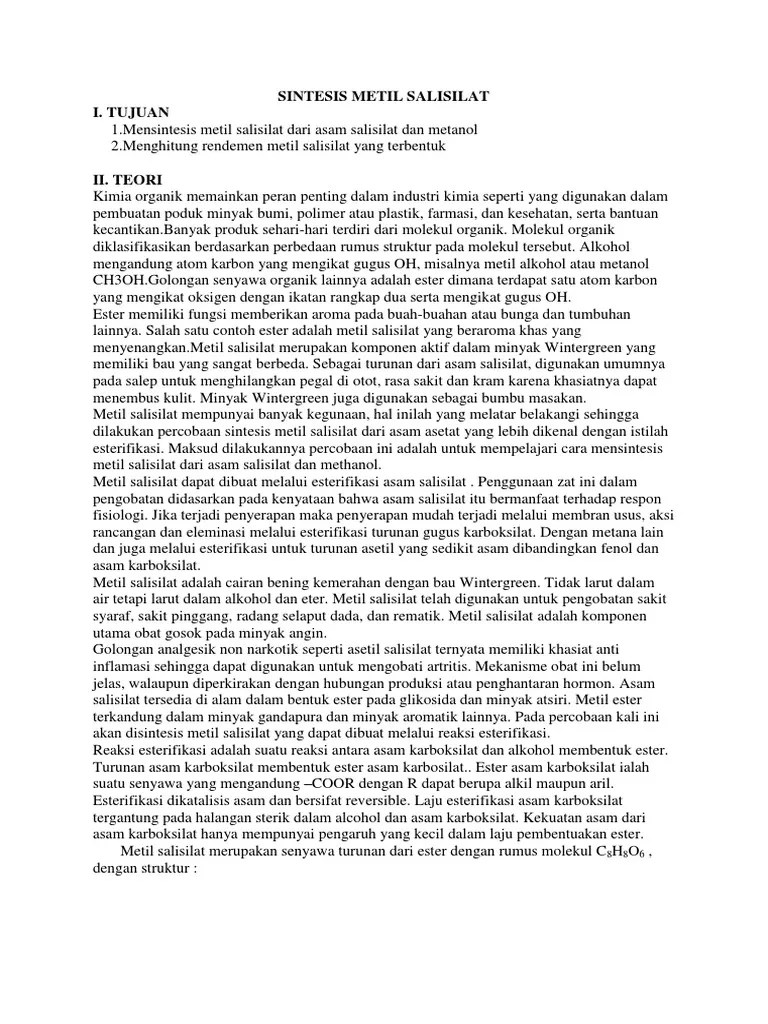 Sintesis Metil Salisilat