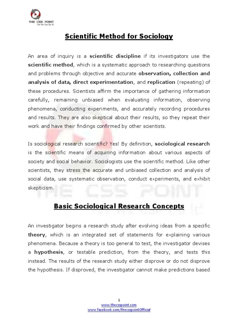 Concept of Sociological Research & Methods Survey Methodology