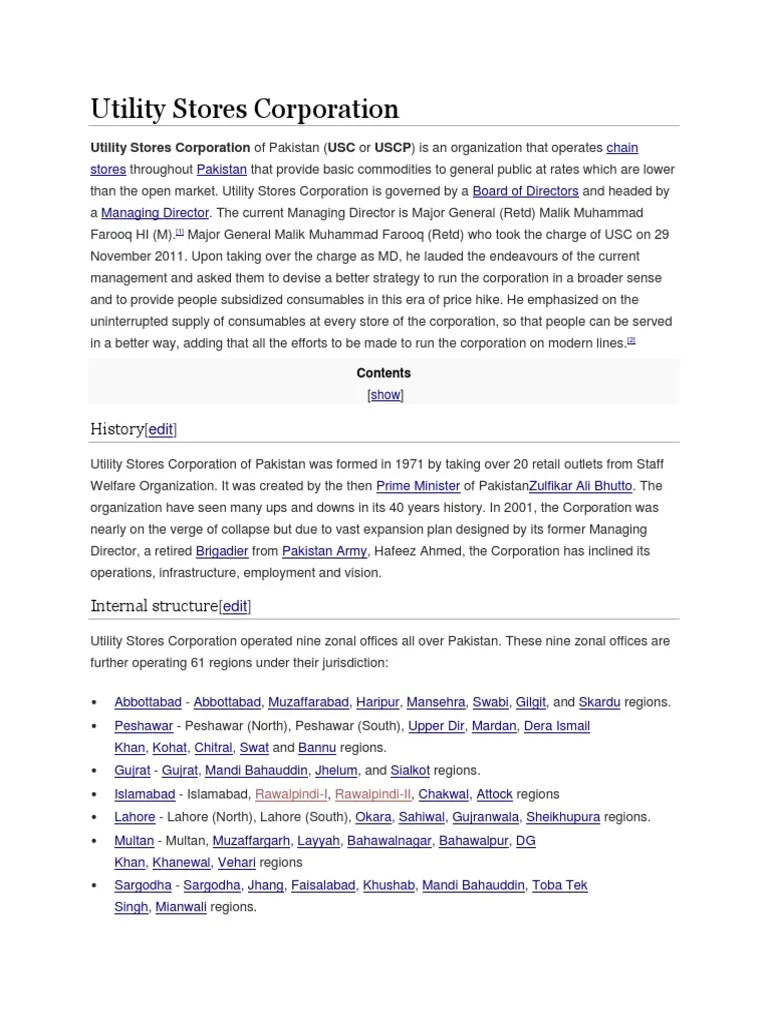 Utility Stores Corporation History PDF Foods Business