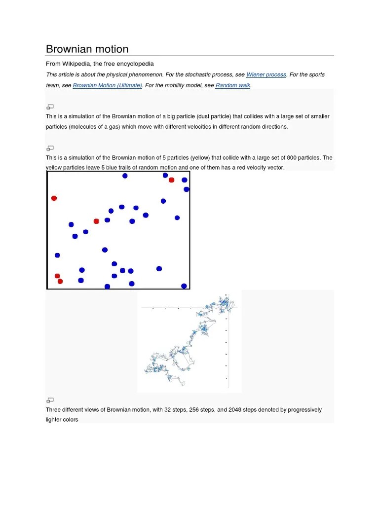 Brownian motion From Wikipedia, the free encyclopedia