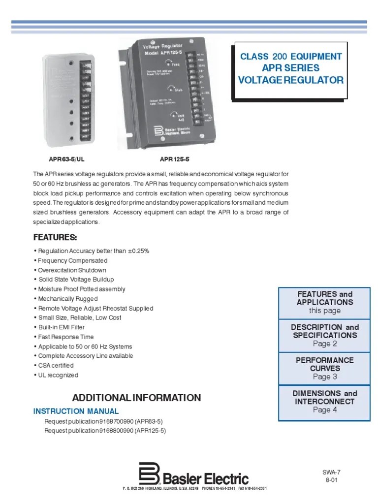 APR125 5 APR63 5 Basler Electric Alternating Current Electric Generator