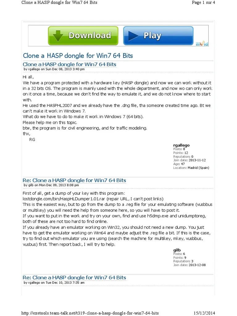HTTP Exetools Team Talk Net t319 Clone A Hasp Dongle For Win7 PDF